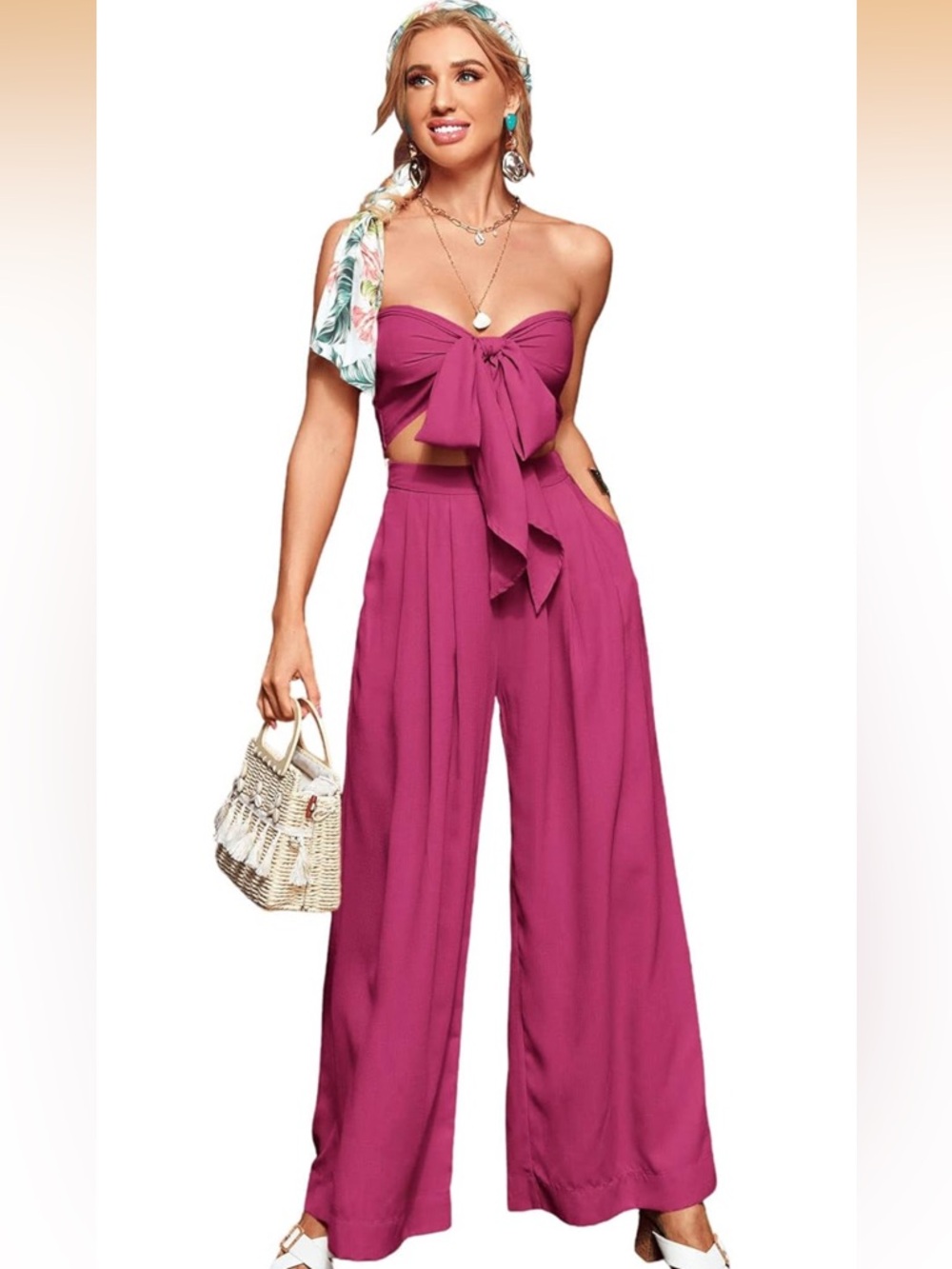 Women’s Strapless Wide-Leg Two-Piece jumpsuit